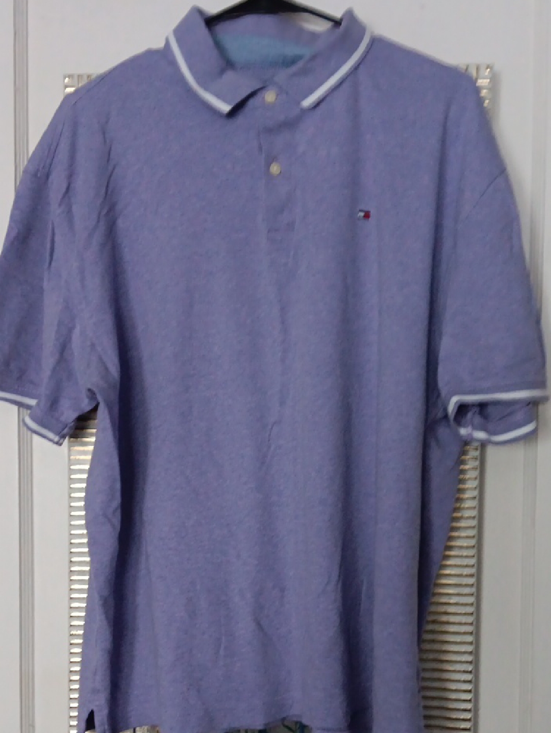 Mens Tommy Hilfiger Light Purple Polo Shirt With Contrast Trim